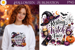 Resting Witch Face PNG | Halloween Witch Art Product Image 1