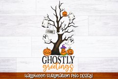 Ghostly Greetings PNG | Halloween Sublimation Design Product Image 1