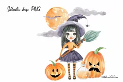 Halloween Sublimation design. Watercolor witch PNG Product Image 1
