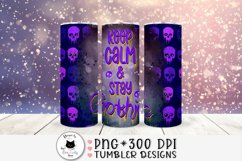 purple Halloween tumbler design with skulls and a phrase