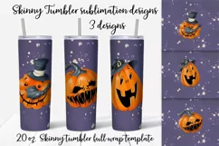 Halloween sublimation design Skinny tumbler wrap design 