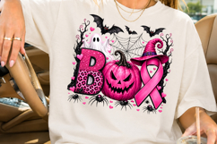 Halloween Sublimation PNG, Breast Cancer Awareness Pink Ghos Product Image 2