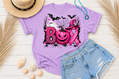Halloween Sublimation PNG, Breast Cancer Awareness Pink Ghos Product Image 3