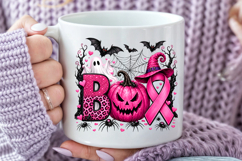 Halloween Sublimation PNG, Breast Cancer Awareness Pink Ghos Product Image 5