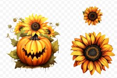 Halloween Sunflower Clipart Bundle, Set of 26 Sunflower Png Product Image 2