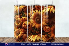 3D Halloween Sunflowers with Pumpkins Tumbler Wrap Product Image 1