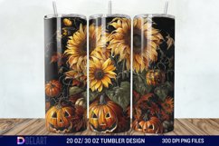 3D Halloween Sunflowers with Pumpkins Tumbler Wrap Product Image 1