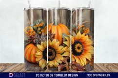 3D Halloween Sunflowers with Pumpkins Tumbler Wrap Product Image 1