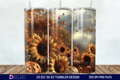 3D Halloween Sunflowers with Pumpkins Tumbler Wrap Product Image 1