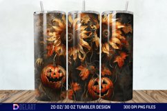 3D Halloween Sunflowers with Pumpkins Tumbler Wrap Product Image 1