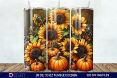 3D Halloween Sunflowers with Pumpkins Tumbler Wrap Product Image 1