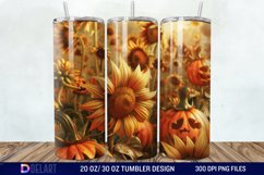 3D Halloween Sunflowers with Pumpkins Tumbler Wrap Product Image 1