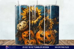 3D Halloween Sunflowers with Pumpkins Tumbler Wrap Product Image 1
