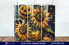 3D Halloween Sunflowers with Pumpkins Tumbler Wrap Product Image 1