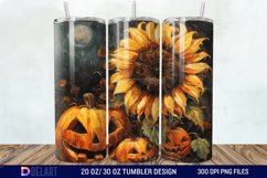 3D Halloween Sunflowers with Pumpkins Tumbler Wrap Product Image 1