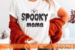 Funny Halloween cut file being used as a shirt print by a woman