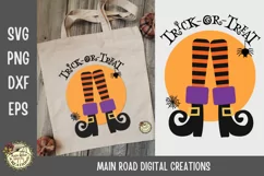 Halloween cut file, witch boots with stripped legs, trick-or-treat bag designs