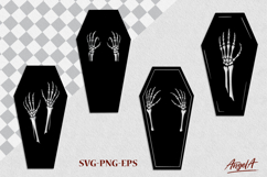 Halloween clipart SVG, silhouette of coffin skeleton hands Product Image 2