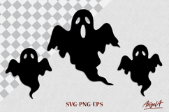 Halloween clipart SVG, black silhouette of scary ghost Product Image 1