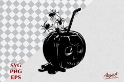 Cocktail silhouette spooky Halloween pumpkin with spider SVG Product Image 1