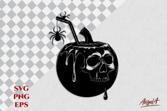 Cocktail silhouette spooky Halloween pumpkin face, spiders Product Image 1