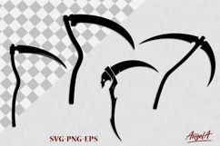 Halloween clipart SVG, black silhouette of scary scythe Product Image 1