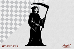 Death with a scythe SVG Scary Halloween clipart Wall decor Product Image 1