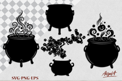 Halloween clipart SVG silhouette of witch cauldron with brew Product Image 1