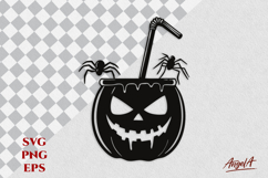 Halloween Cocktail silhouette SVG spooky pumpkin face PNG Product Image 1
