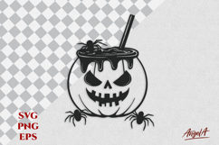 Halloween Cocktail silhouette SVG spooky pumpkin face PNG Product Image 1