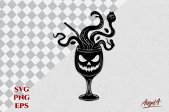 Horror wine glass silhouette SVG scary Halloween clipart Product Image 1