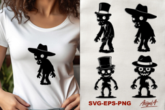 Halloween clipart SVG, funny zombie silhouette with hat Product Image 1