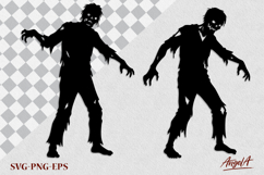 Zombie silhouette SVG Scary Halloween clipart Product Image 1