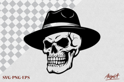 Skull with top hat Horror Halloween clipart SVG Product Image 2