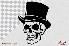 Skull with top hat Horror Halloween clipart SVG Product Image 3