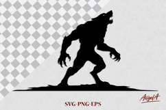 Silhouette of werewolf monster PNG Halloween clipart SVG Product Image 1