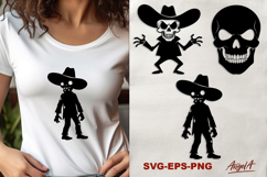 Skull, skeleton cowboy with hat Horror Halloween clipart SVG Product Image 1
