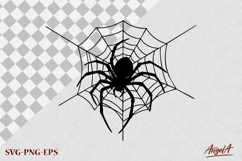 Spider web SVG, Silhouette of spider Halloween clipart PNG Product Image 2