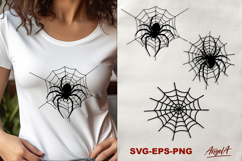 Spider web SVG, Silhouette of spider Halloween clipart PNG Product Image 1