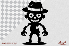 Halloween clipart SVG, funny zombie silhouette with hat Product Image 2