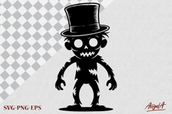 Halloween clipart SVG, funny zombie silhouette with hat Product Image 3