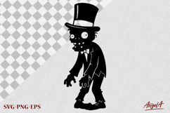 Halloween clipart SVG, funny zombie silhouette with hat Product Image 4
