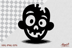 Halloween clipart SVG, funny zombie silhouette, scary face Product Image 3