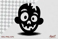 Halloween clipart SVG, funny zombie silhouette, scary face Product Image 3
