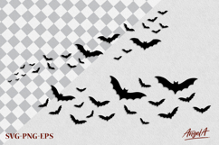 Flying bats SVG Scary Halloween clipart Decor PNG Product Image 1