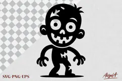 Halloween clipart SVG, funny zombie silhouette, scary face Product Image 2