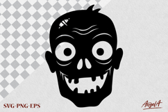 Halloween clipart SVG, funny zombie silhouette, scary face Product Image 4