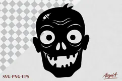 Halloween clipart SVG, funny zombie silhouette, scary face Product Image 4