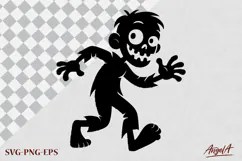 Halloween clipart SVG, scary face, funny zombie silhouette, Product Image 2