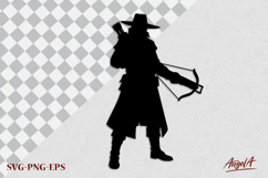 Vampire hunter with crossbow SVG Halloween horror clipart Product Image 1